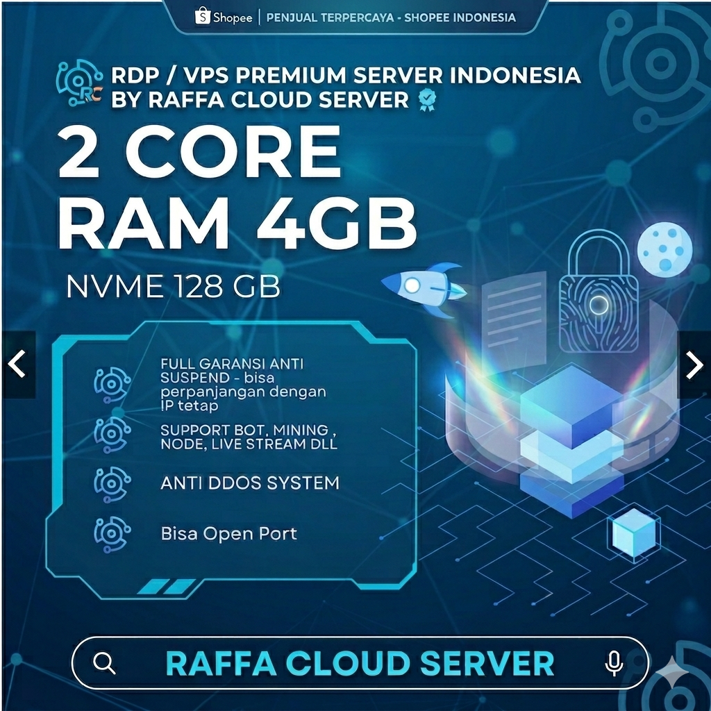 RDP / VPS LEGAL PREMIUM INDONESIA 2 CORE RAM 4 GB MURAH HARIAN, MINGGUAN, BULANAN, TAHUNAN  FULL GAR