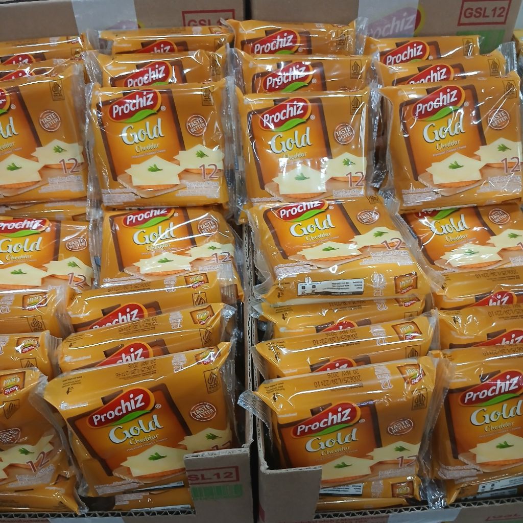 Keju Prochiz Gold Cheddar 12 Slices | 1 Pack (12 Slices)