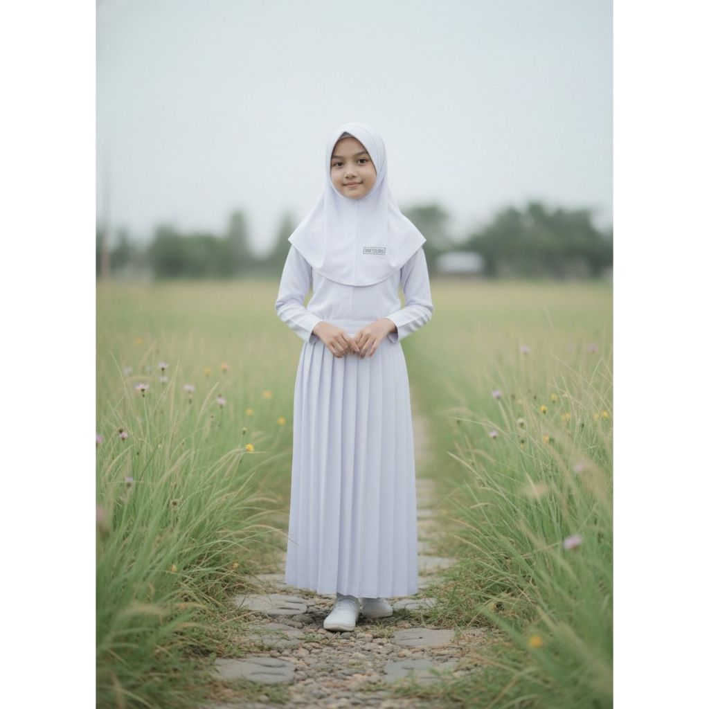 ROK PANJANG PUTIH REMPEL BAHAN DRILL POLOS BAWAHAN SERAGAM SEKOLAH SMP ANAK PEREMPUAN KEKINIAN