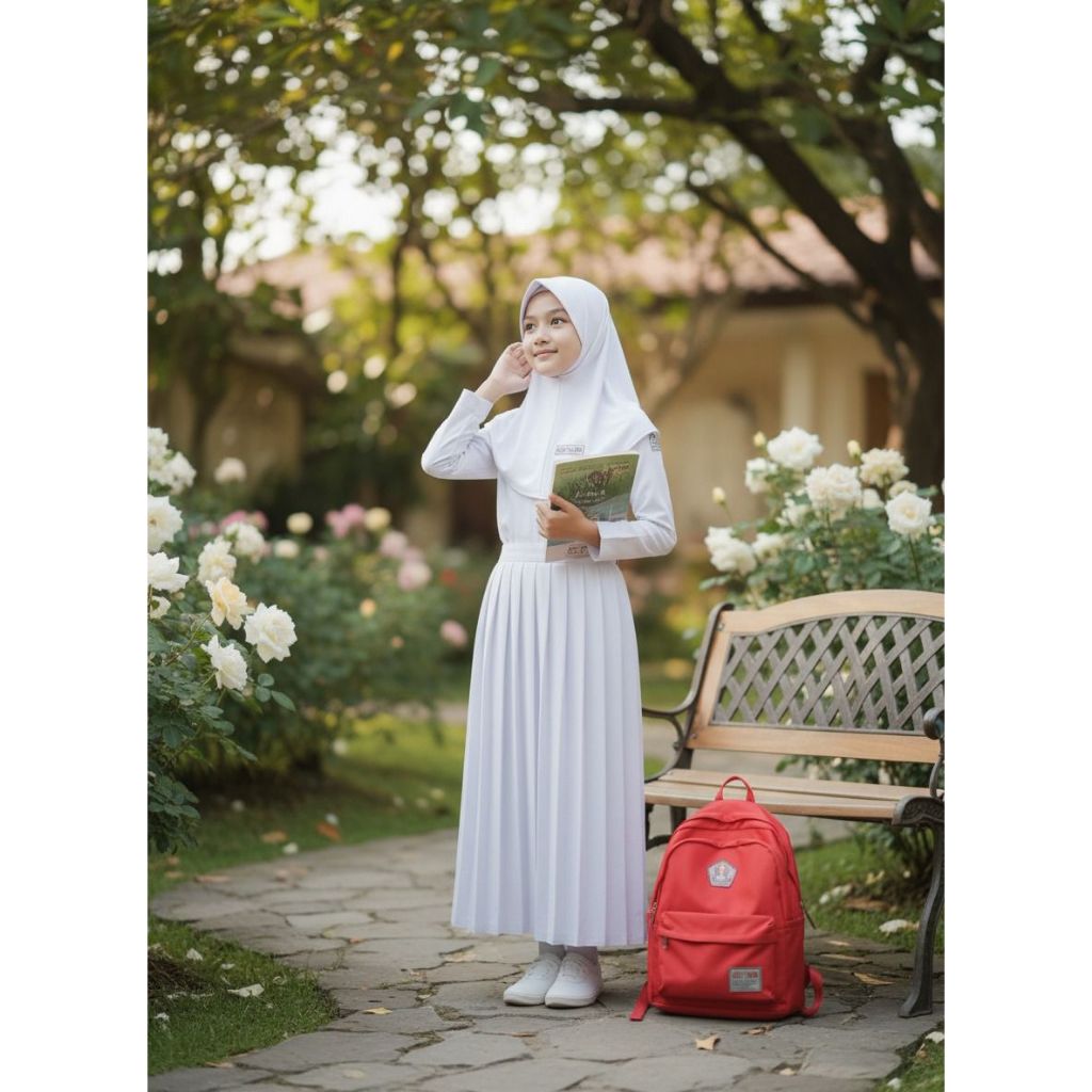 ROK PANJANG PUTIH BAWAHAN SERAGAM SEKOLAH SMP MODEL REMPEL KEKINIAN ANAK PEREMPUAN BISA COD