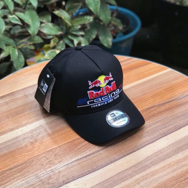 Red Bull Topi Baseball Hitam Logo Red Bull Racing Formula One untuk Pria dan Wanita Topi Original Pr