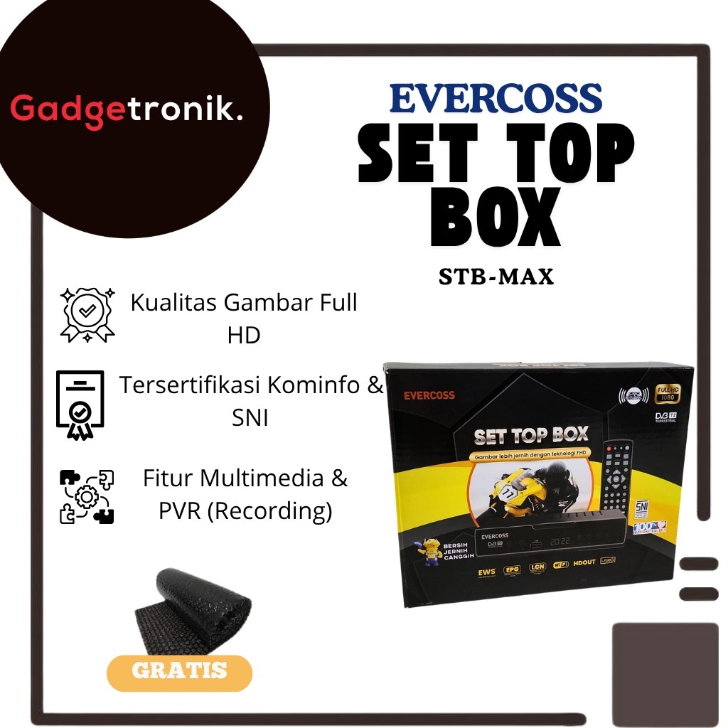 STB EVERCOSS STB-MAX / SET TOP BOX EVERCOSS STB MAX DVBT2 DVB-T2 DIGITAL