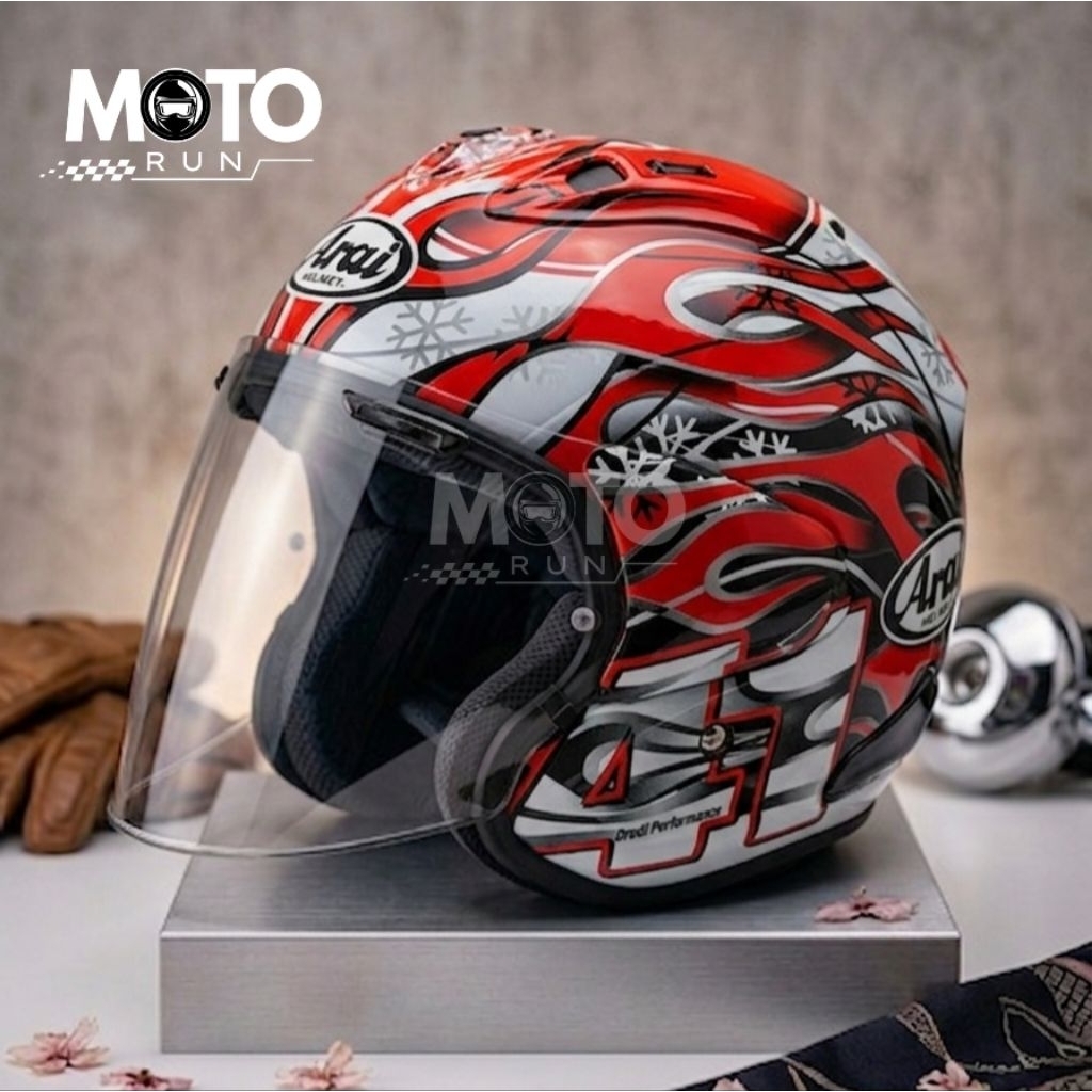 Helm Model Arai VZ Ram 4 Helm Half Face Haga Fire Helm Motor Half Face Nakano