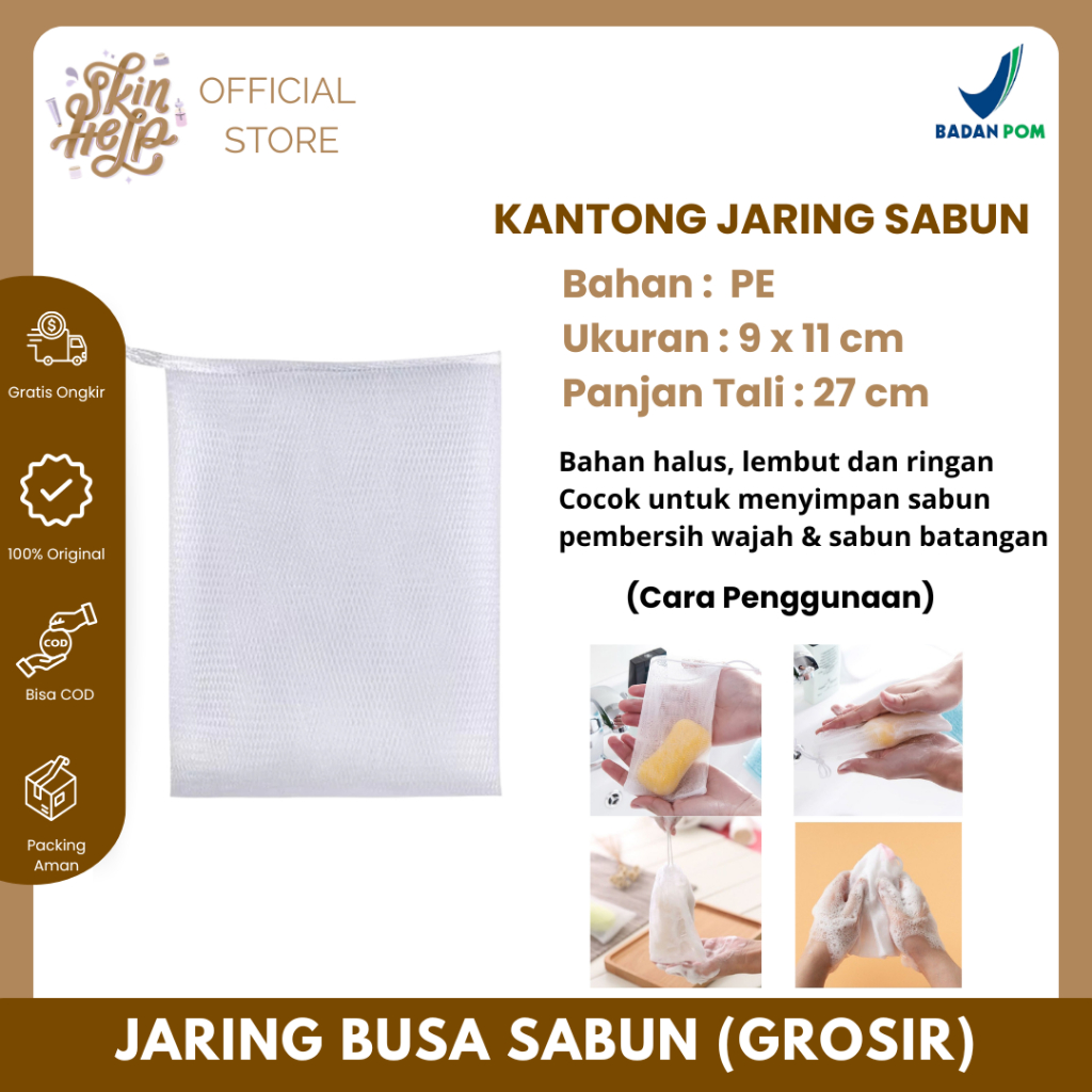(GROSIR) Ready Siap Kirim Jaring Busa Sabun Mandi | Kantong Jaring Sabun Batang Mandi | Pouch Sabun 