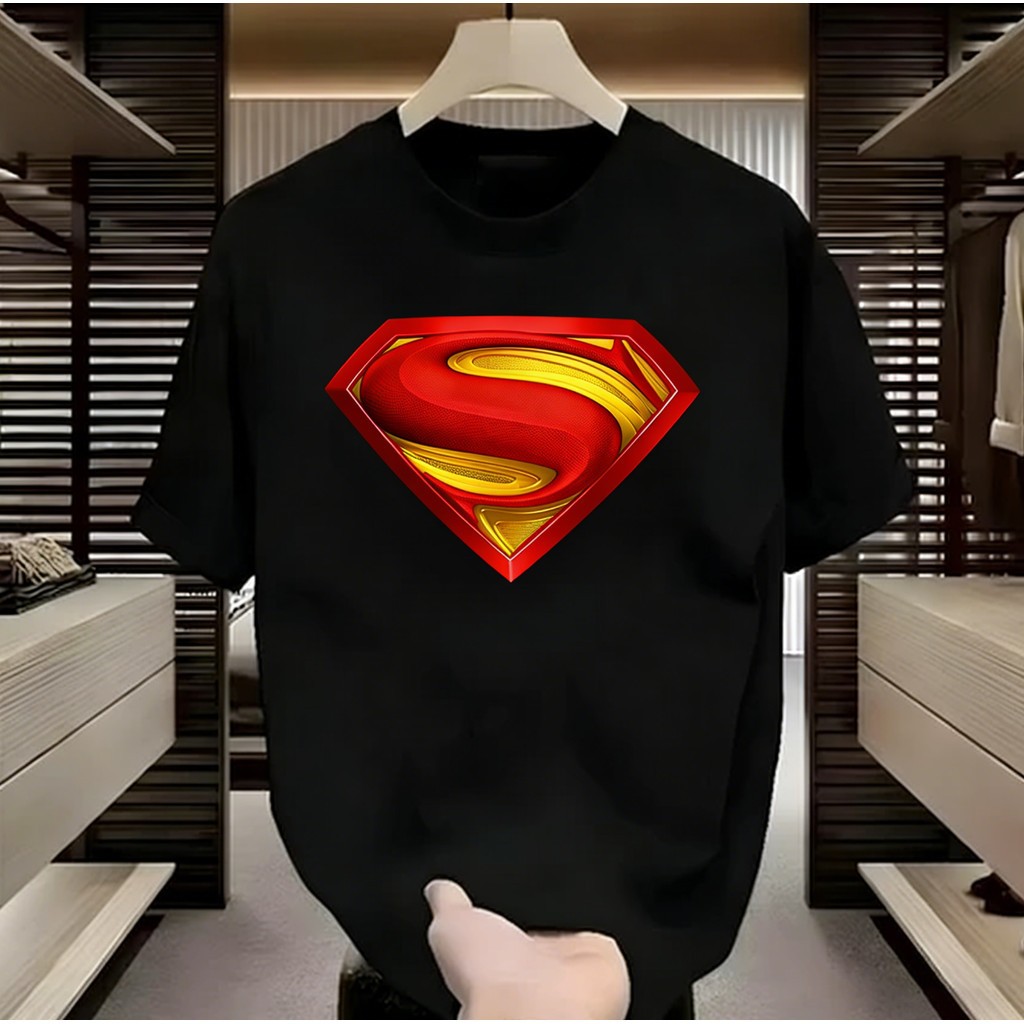 Kaos Pria 100% Katun Premium Oversized Motif Logo Superman, Kaos Distro Keren Original Design, Unise