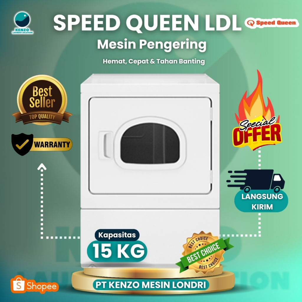 mesin pengering (dryer) gas speed queen 15 kg | mesin laundry panel bawah