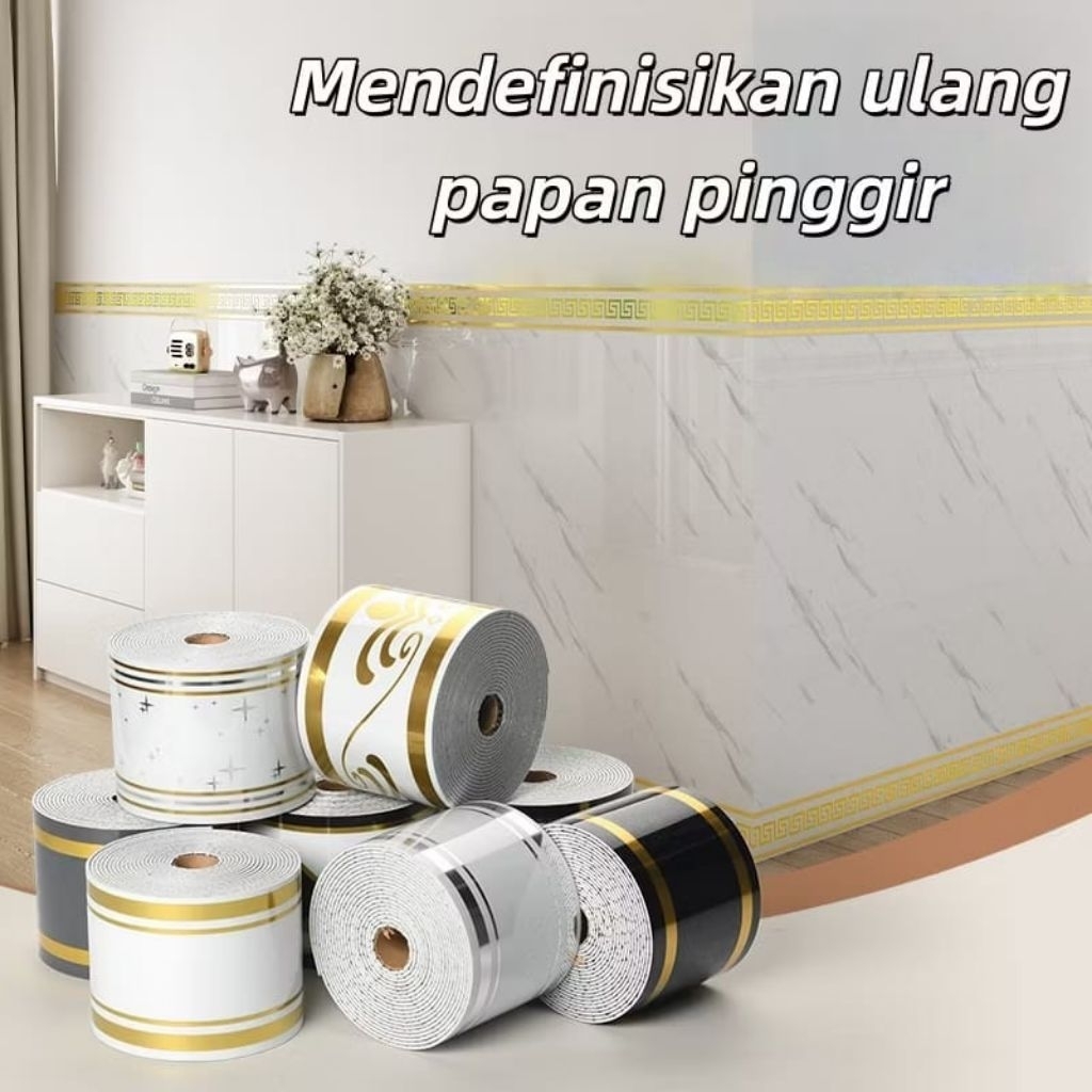Wall Border PVC Premium 10cm x 5m Wall Border List Walpaper List Foam Stiker Dinding