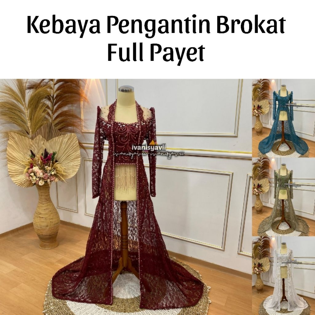 KEBAYA PENGANTIN • Kebaya Pengantin - Namira / Aqila Bahan Broklat Kombinasi Payet | ~kby