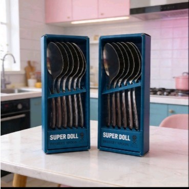 12pcs Sendok Makan Super DOLL / 1 Lusin Sendok Super Doll Stainless Steel