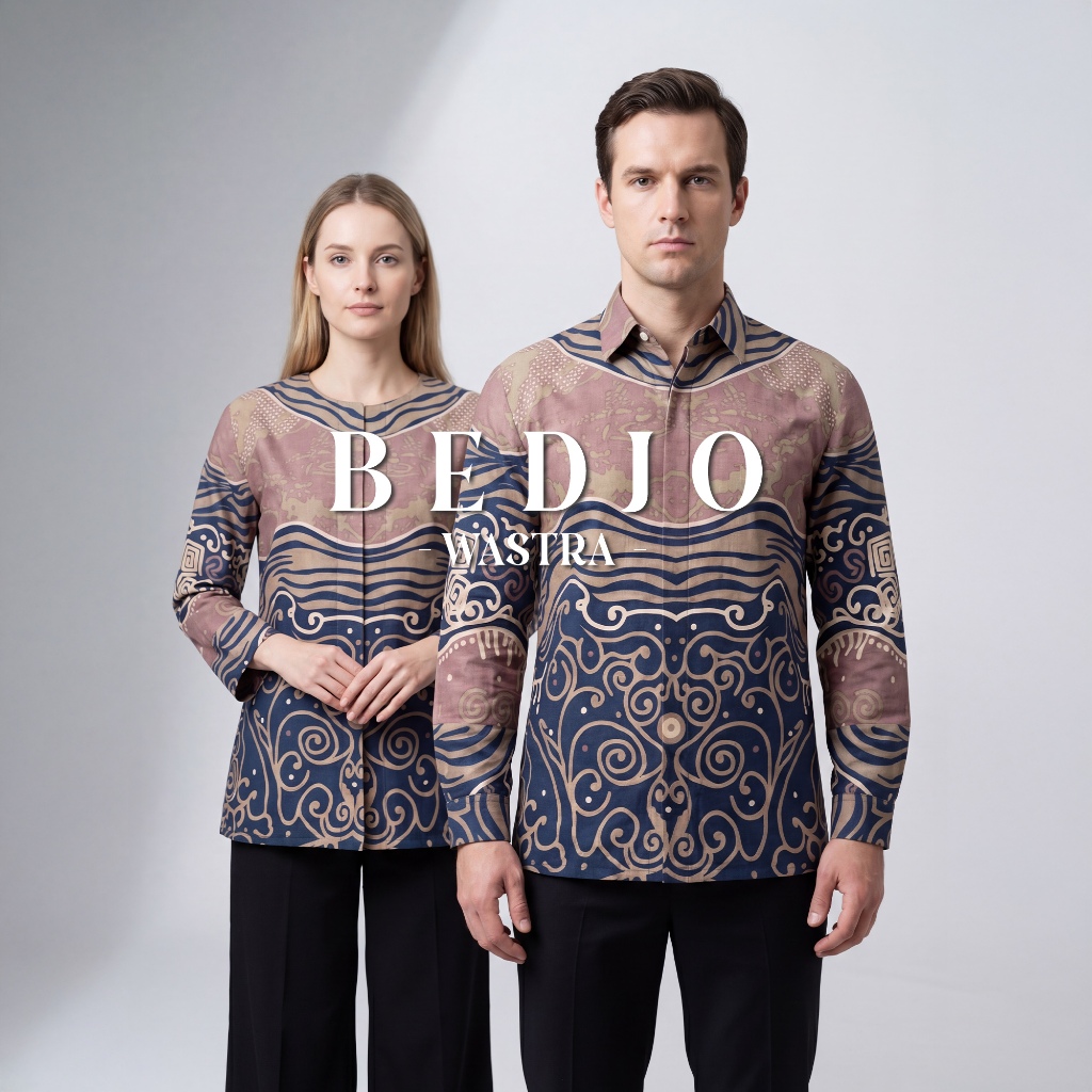 Seragam batik couple pasangan kemeja batik lengan panjang dan kemeja batik lengan pendek lapis furin