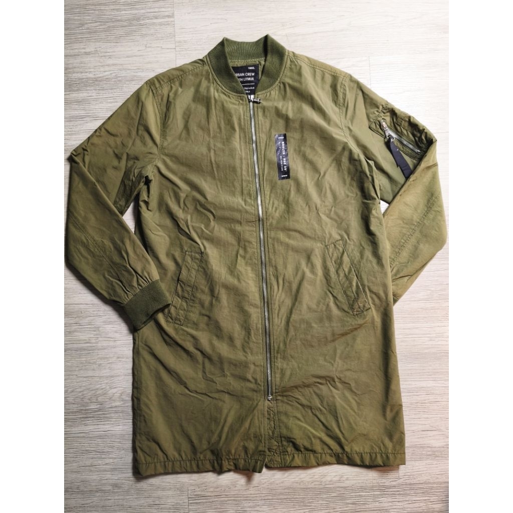 Jaket Urban Crew With Litmus Long Bomber Coat Jacket Jacket Waterproof Hangout Motoran Sport Branded