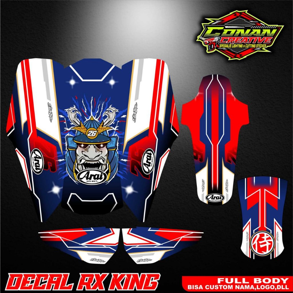 STIKER STRIPING DECAL RX KING FULL BODY MOTIF ARAI AIRBRUSH