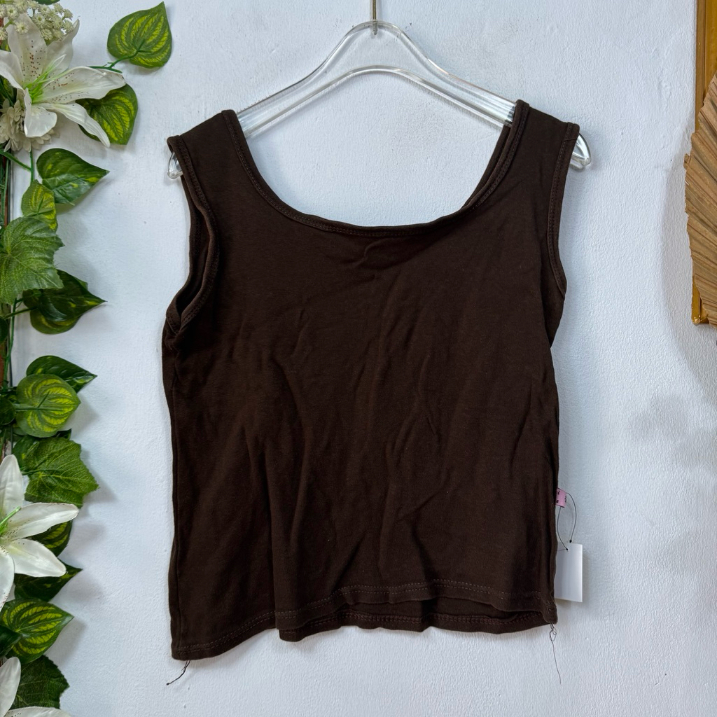 Sleeveless Kaos Coklat Tua S