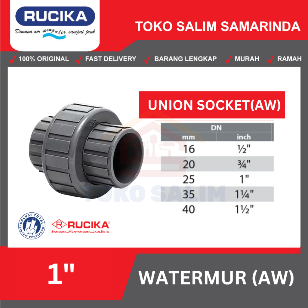 Union Socket Rucika JIS AW 1 Inch | Watermoor Watermur Rucika AW 1 Inci