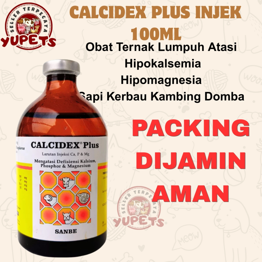 CALCIDEX PLUS 100 ML - Obat Ternak Lumpuh Atasi Hipokalsemia Hipomagnesia Sapi Kerbau Kambing Domba
