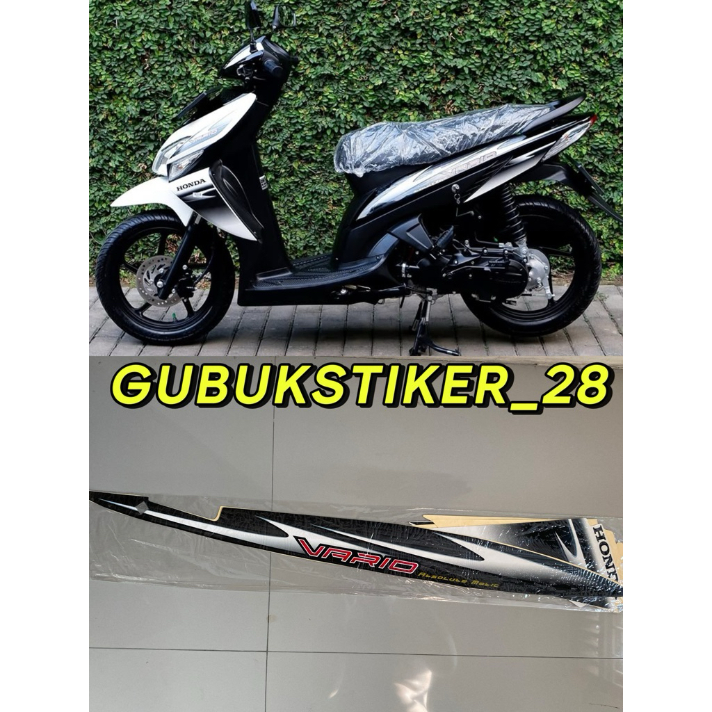 STRIPING STIKER LIS BODY MOTOR HONDA VARIO 110 KARBU 2007 HITAM PUTIH
