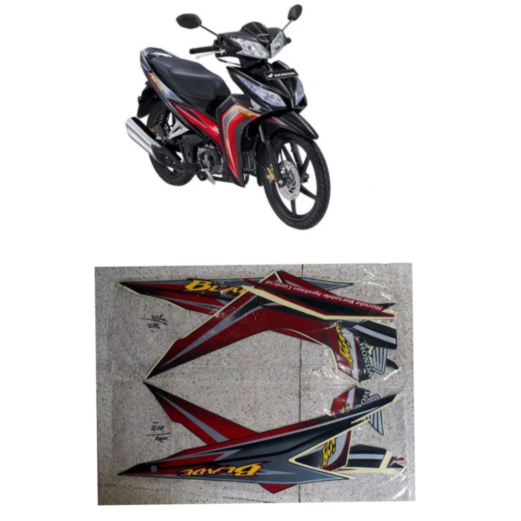 STRIPING HONDA BLADE NEW 115 TAHUN 2011 2012 HITAM-SILVER MERAH