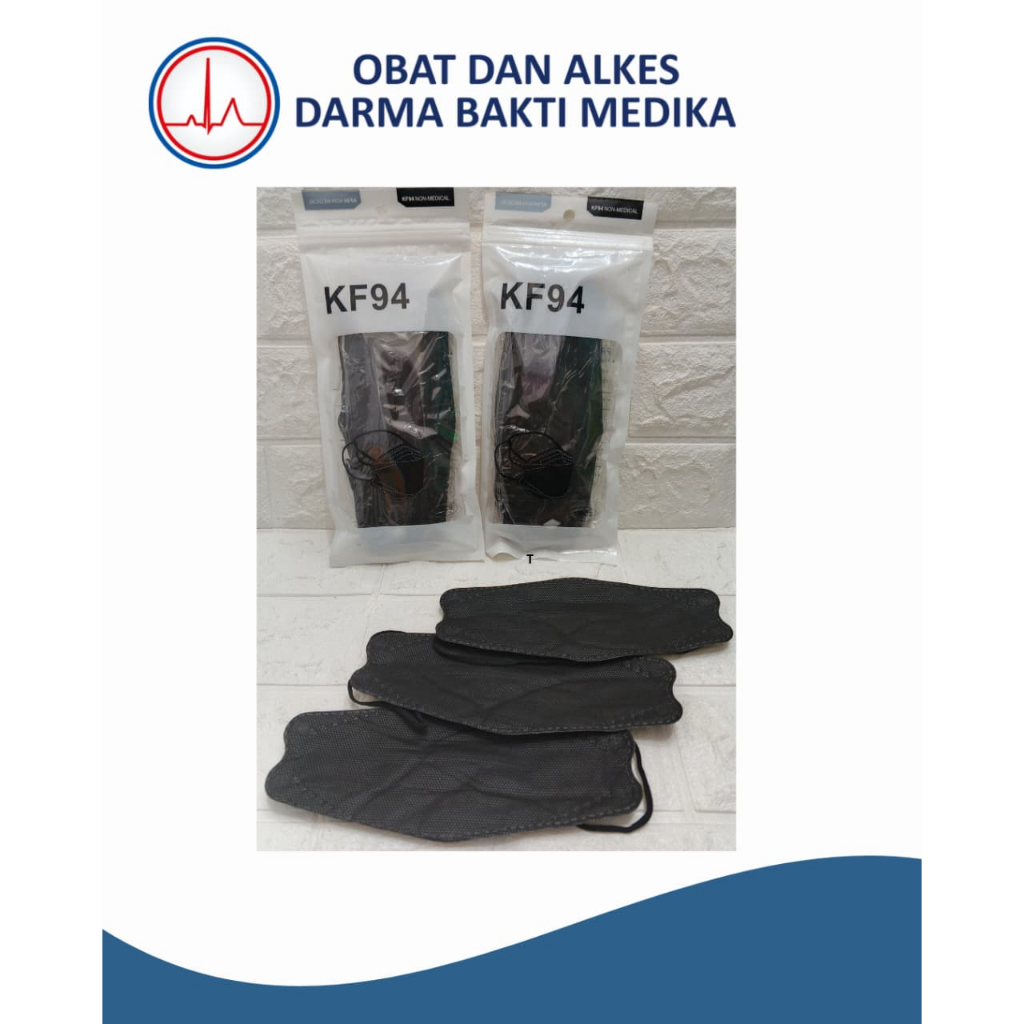 Masker KF94 Hijab Dewasa Warna Hitam Isi 10 Pcs