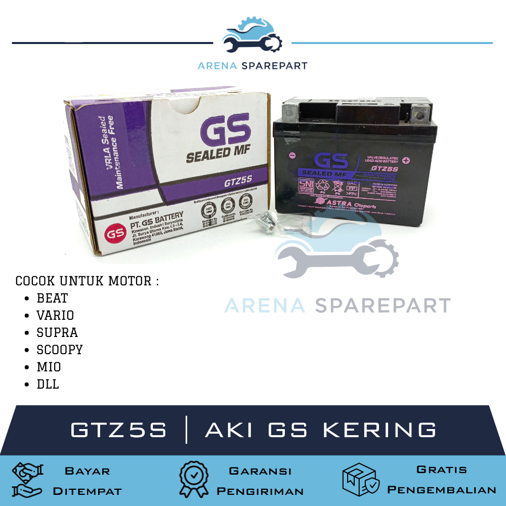 AKI GS ASTRA MF GTZ5S AKI KERING ACCU GS ASTRA ORIGINAL MOTOR BEAT / VARIO / MIO / SUPRA / SCOOPY / 
