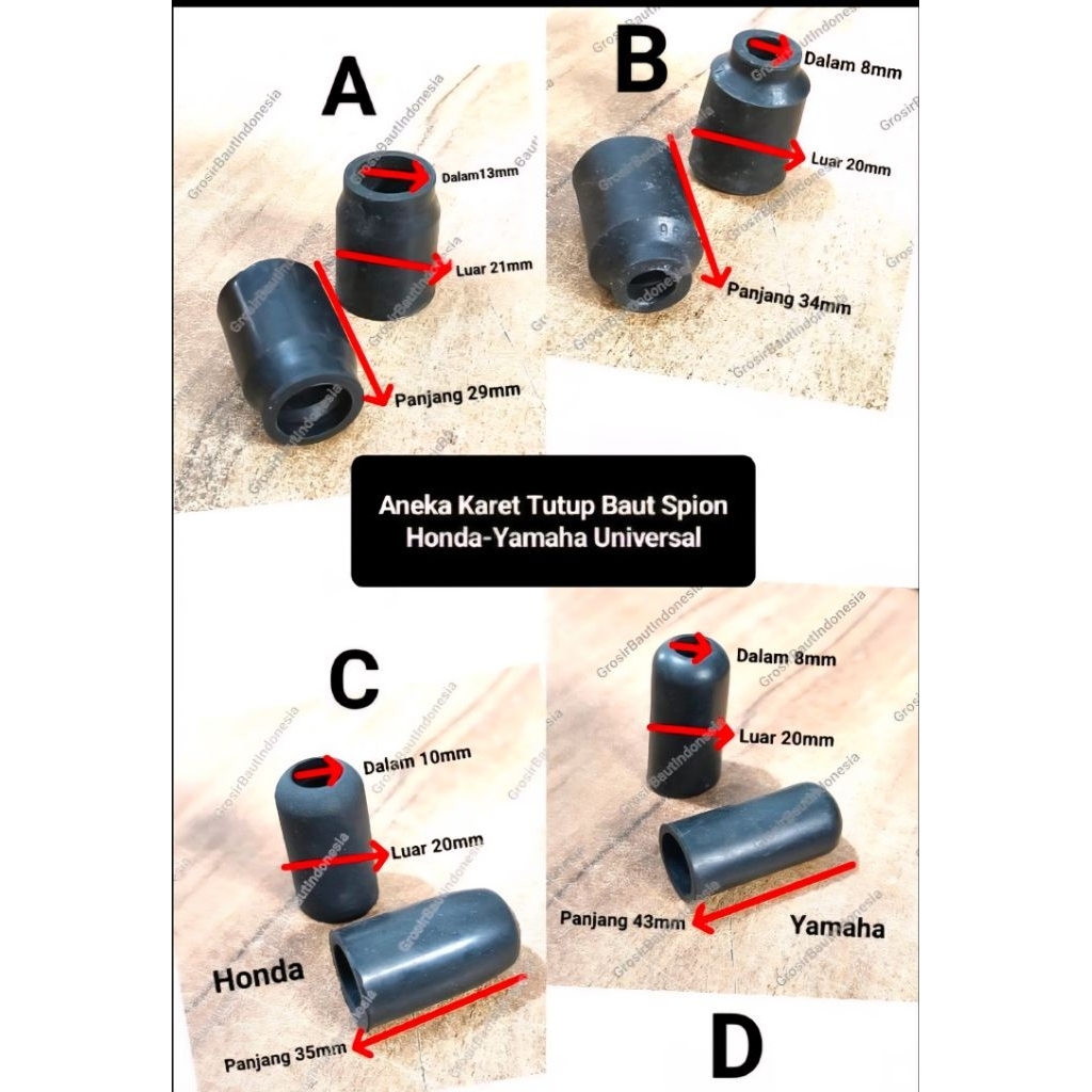(2 pcs) Aneka Karet Tutup Baut Spion Honda-Yamaha Universal