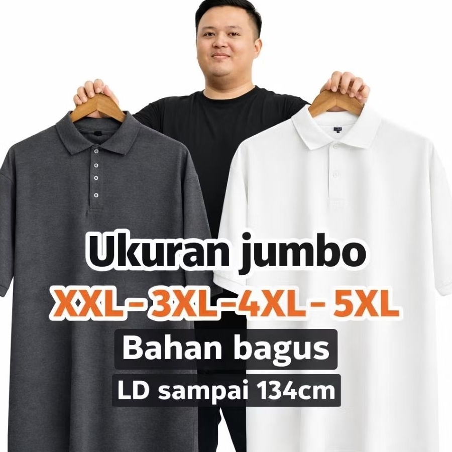 KAOS POLO JUMBO BIGSIZE BESAR BAGUS TEBAL - KAOS POLO UNISEX LENGAN PENDEK