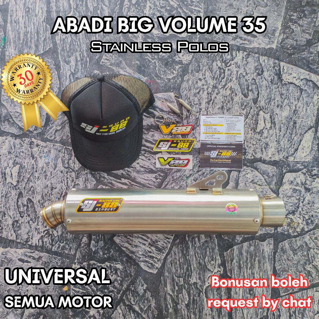 [FREE MERCHANDISE] Knalpot SJ88 SILINCER ABADI BIG VOLUME Stainless Polos - Silinser Original SJ-88 