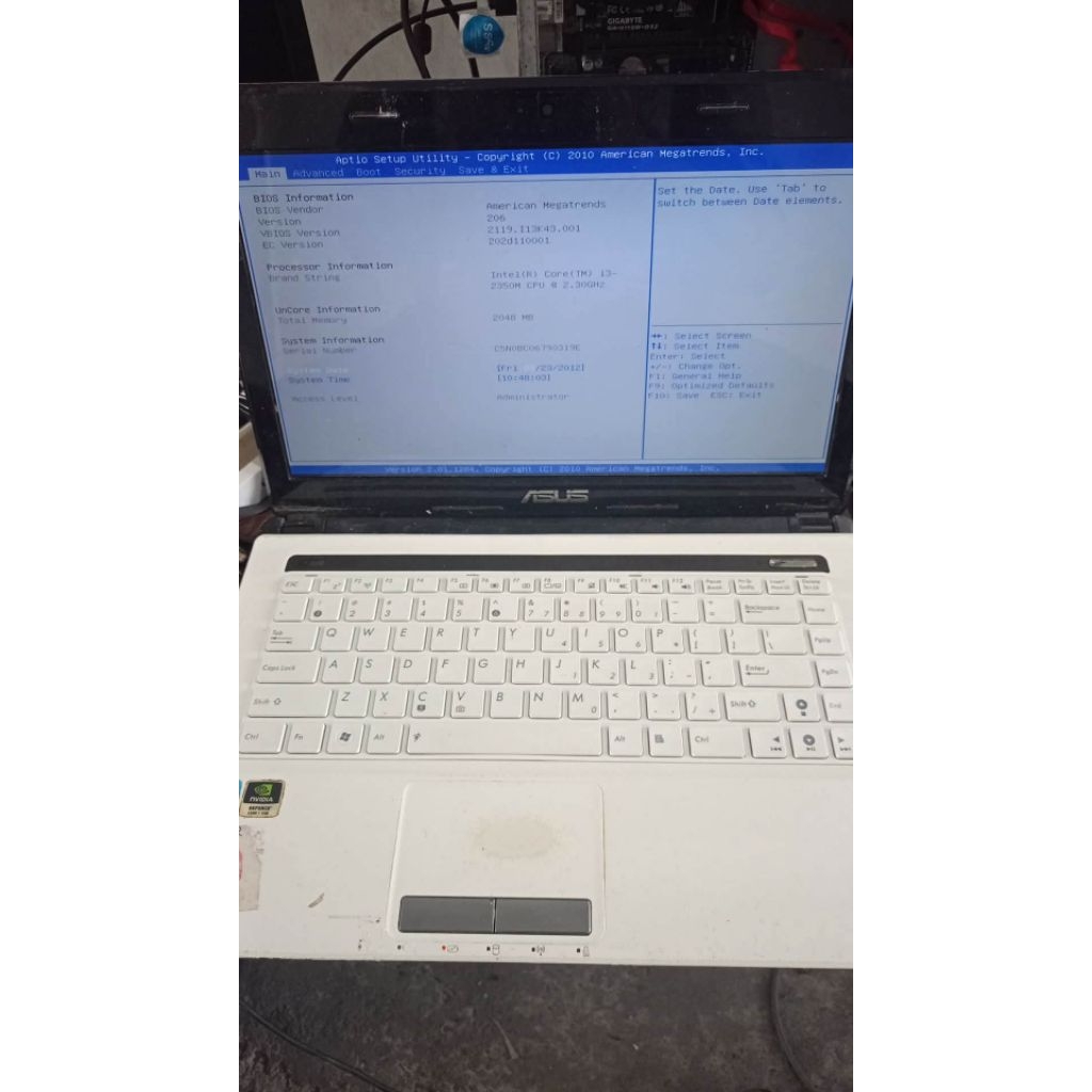 Mainboard Asus A43S i3 vga cek display
