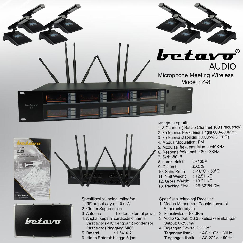 Betavo Audio Mic Meeting Wireless Z-8 Mikrofon Black | Mic Meja Conference Wireless Betavo Z8
