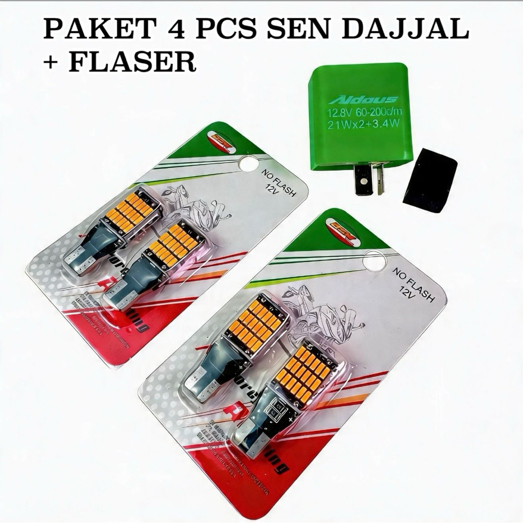 Paket Hemat lampu 4 pcs sein Dajjal+flaser sein kedip 45 LED Super terang Motor Motorcycle lampu sei