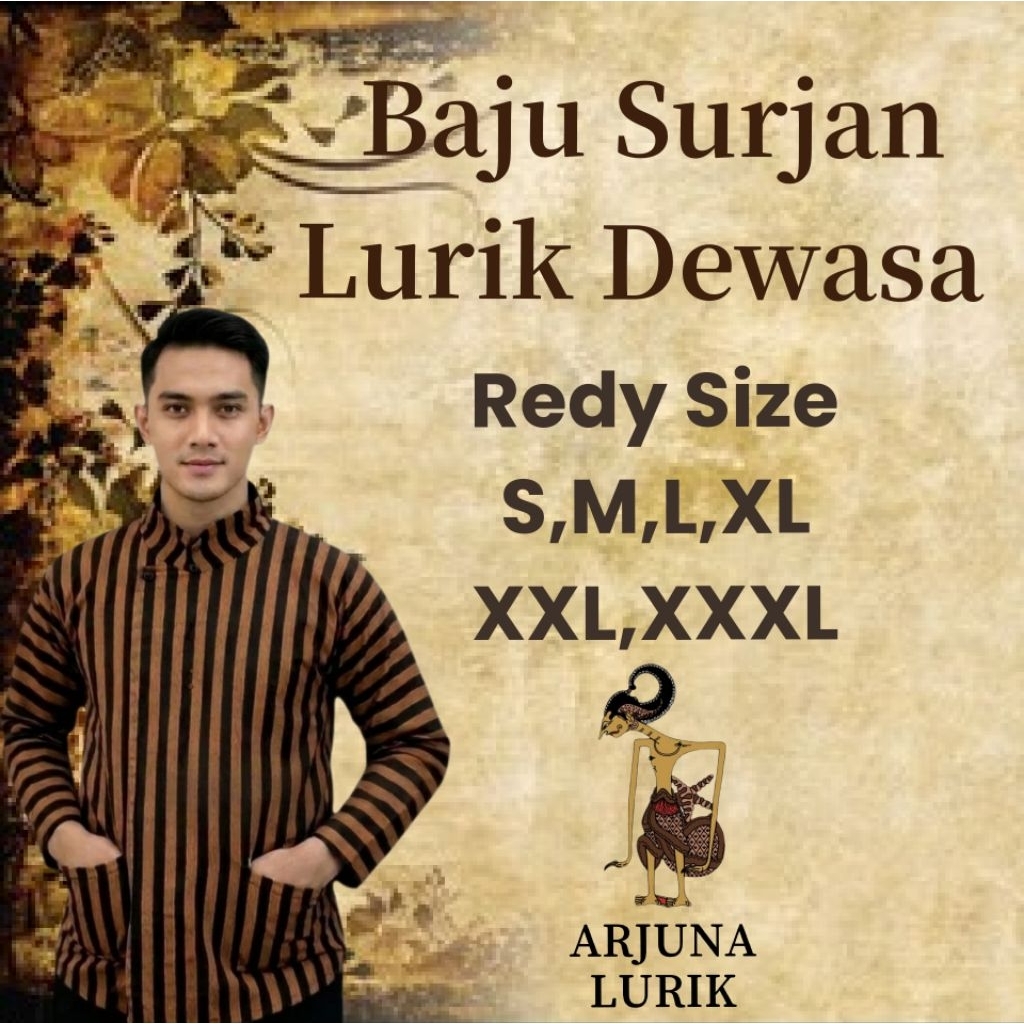 Baju Surjan Lurik Dewasa//Surjan Lurik Adat Jawa//Atasan Surjan Lurik