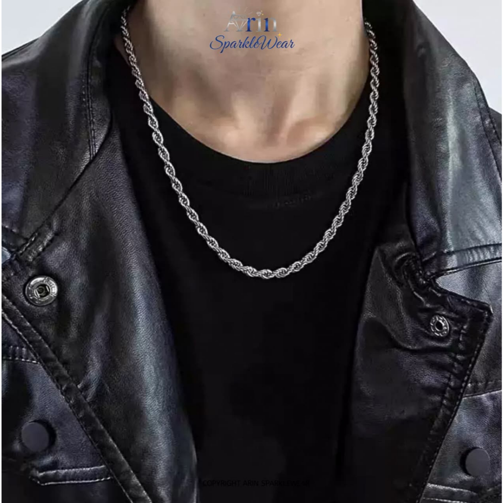 Kalung Tambang Titanium Elegan Pria Wanita Anti Karat 2mm 3mm 4mm 5mm