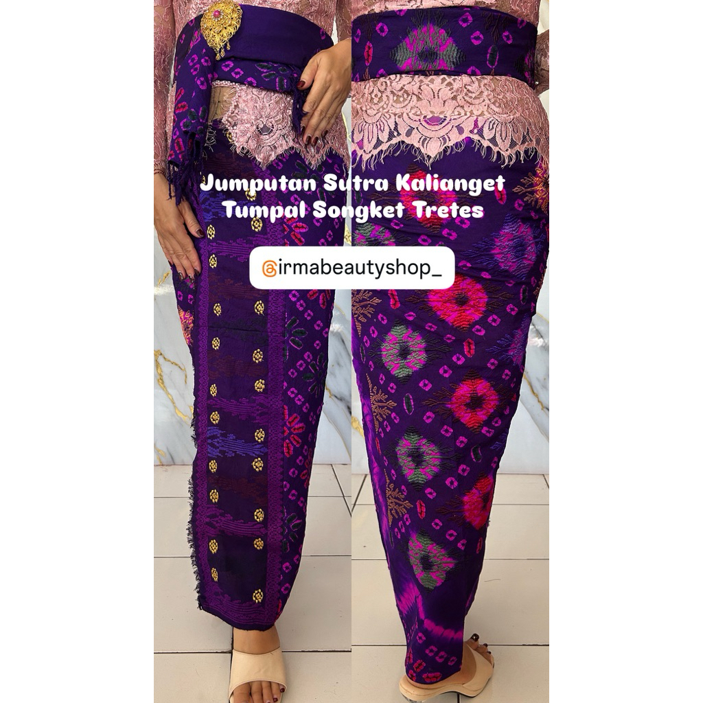 Ready Jumputan Sutra Motif Cakra Tumpal Songket
