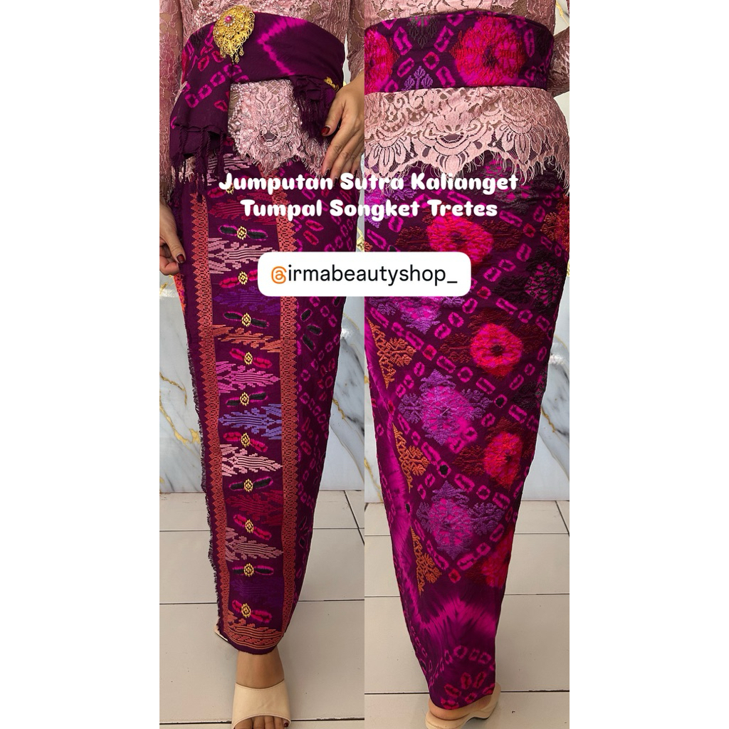 Ready Jumputan Sutra  Tumpal Songket Set Selendang