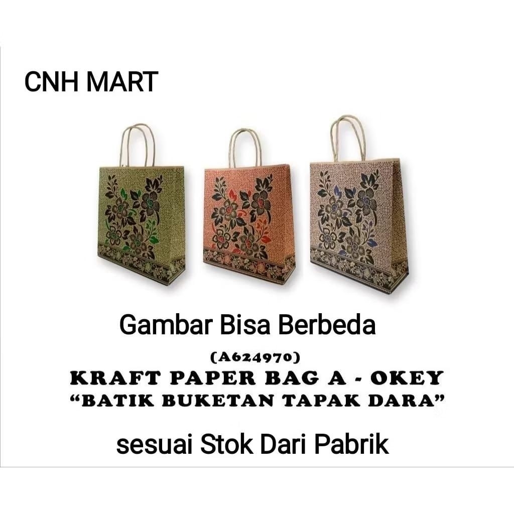 10Pcs - Paper Bag Okey Batik Kraft Type A-B - Paper Bag Batik Okey