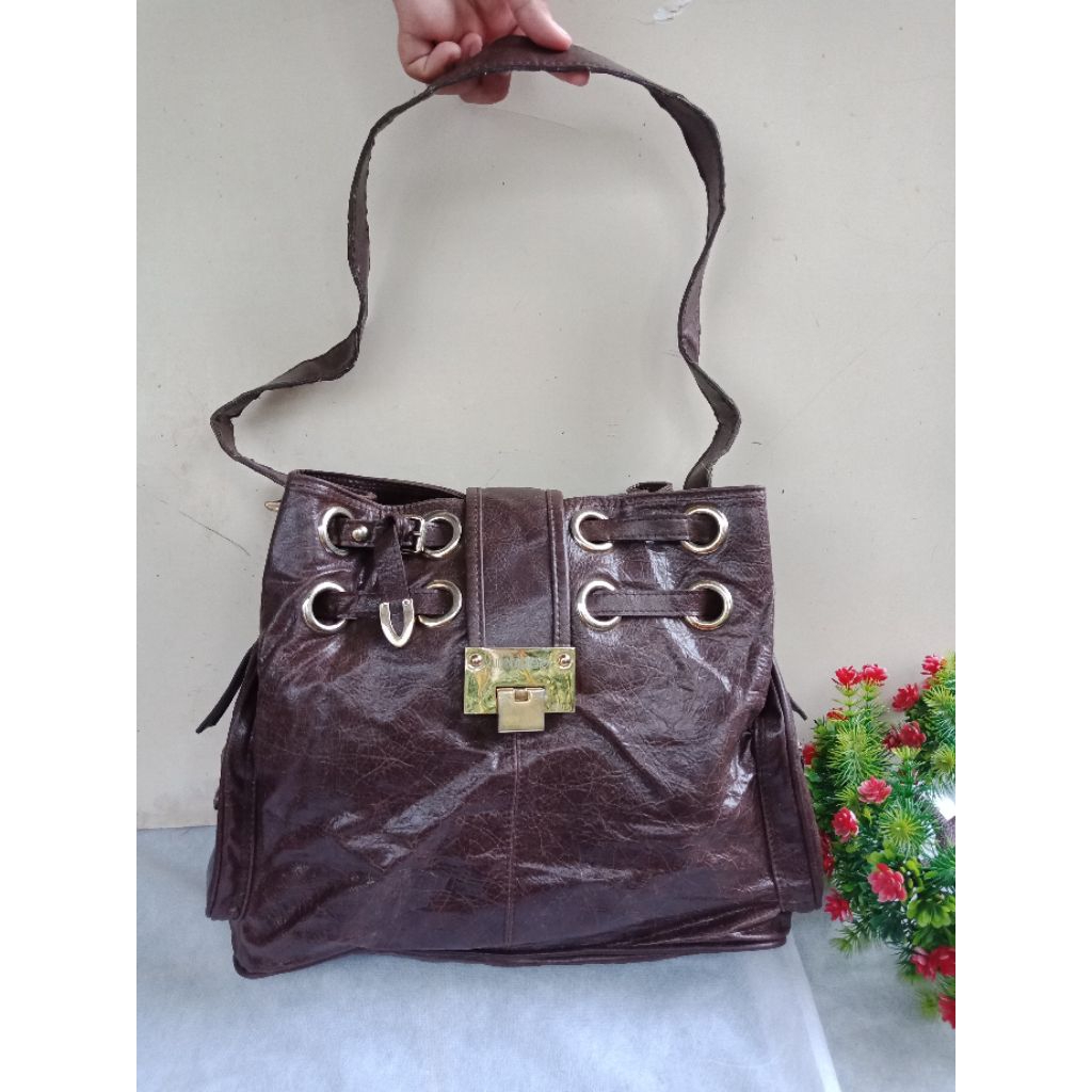 TAS SELEMPANG KULIT ASLI JIMMY CHOO, SLING KULIT, TAS KULIT ASLI