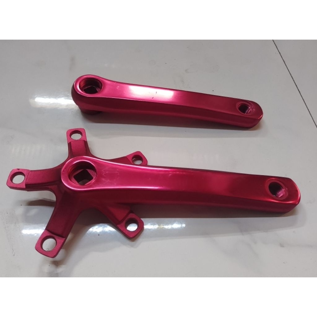 Crank bb kotak bcd 110 5 bolt NOS red anodize 165mm