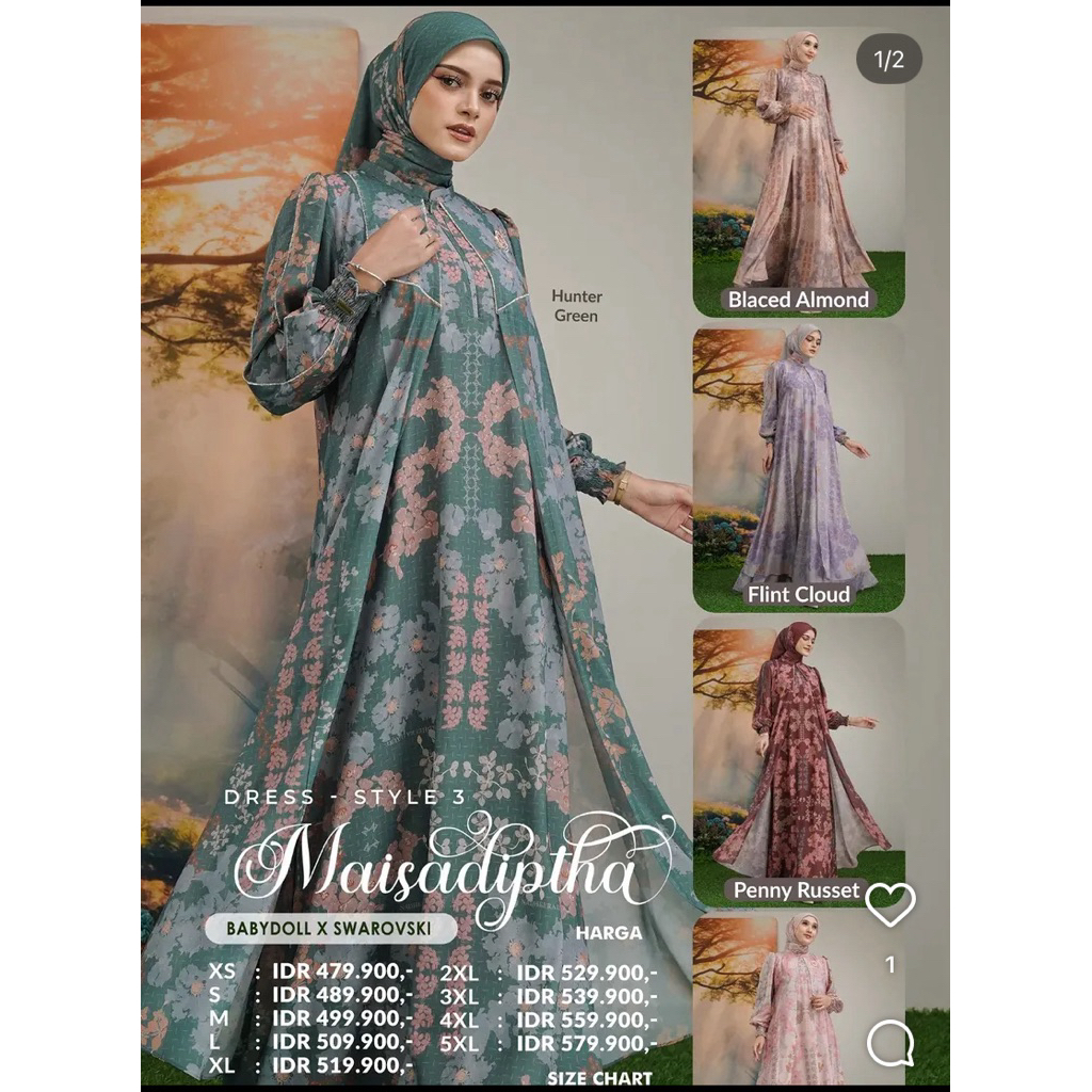 STYLE 3 - MAISADIPTHA DRESS/MIDI GAMIS MEWAH DRESS MOTIF SARIMBIT NADHEERA LUXURY-INAYAH HIJAB