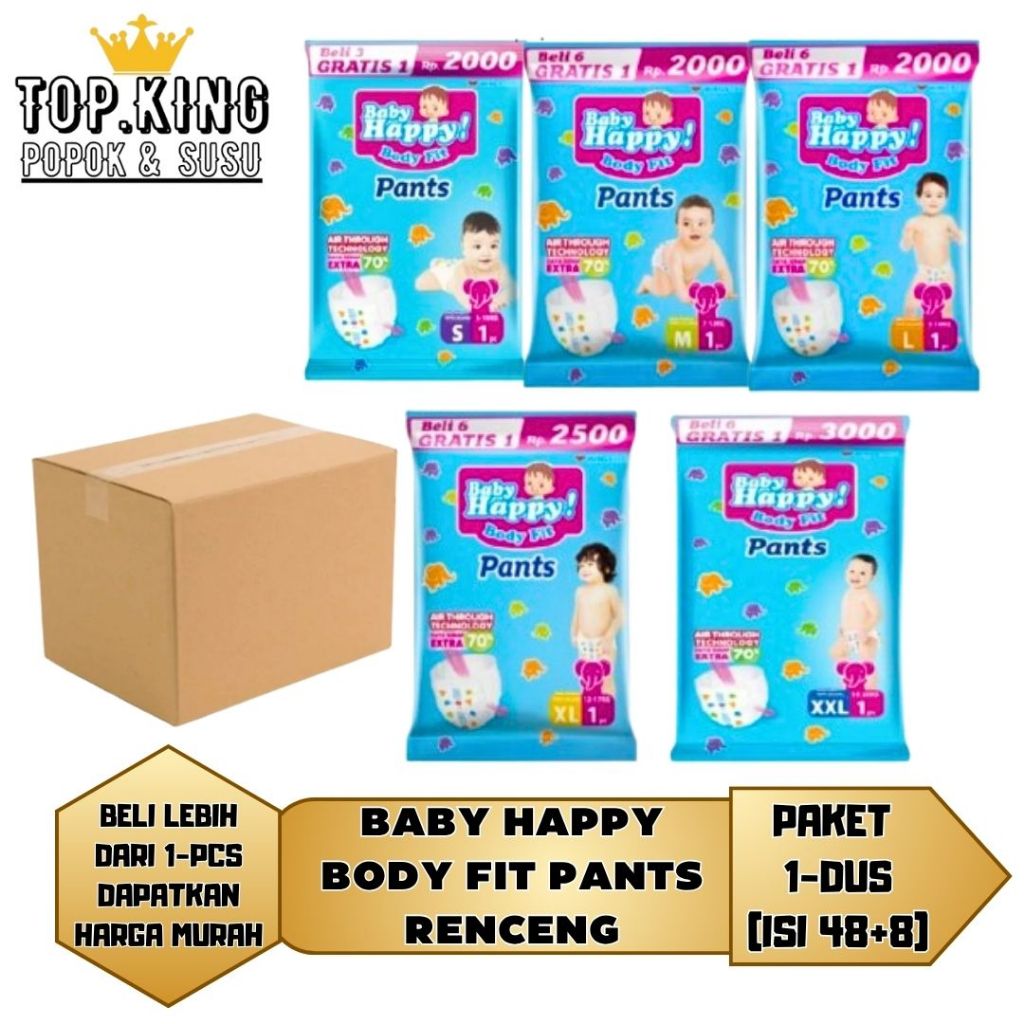 {POPOK MURAH}1-DUS  Baby Happy Body Fit Pants/Celana ISI (48+8) 'Sacheet L1/M1/S1/XL1/XXL1/top kingg