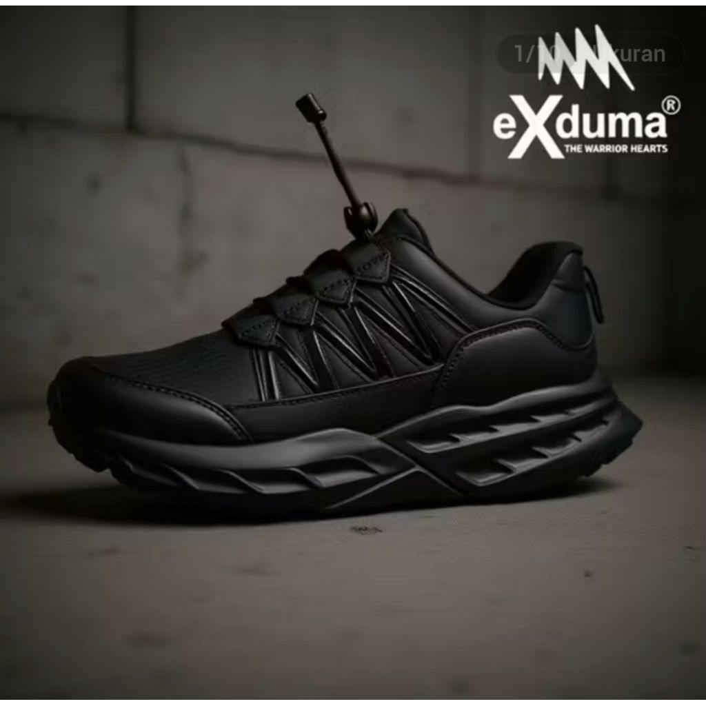 SEPATU EXDUMA SUPER BLACK TACTICAL SNEAKERS 2024 ORIGINAL/SEPATU HITAM ELEGAN