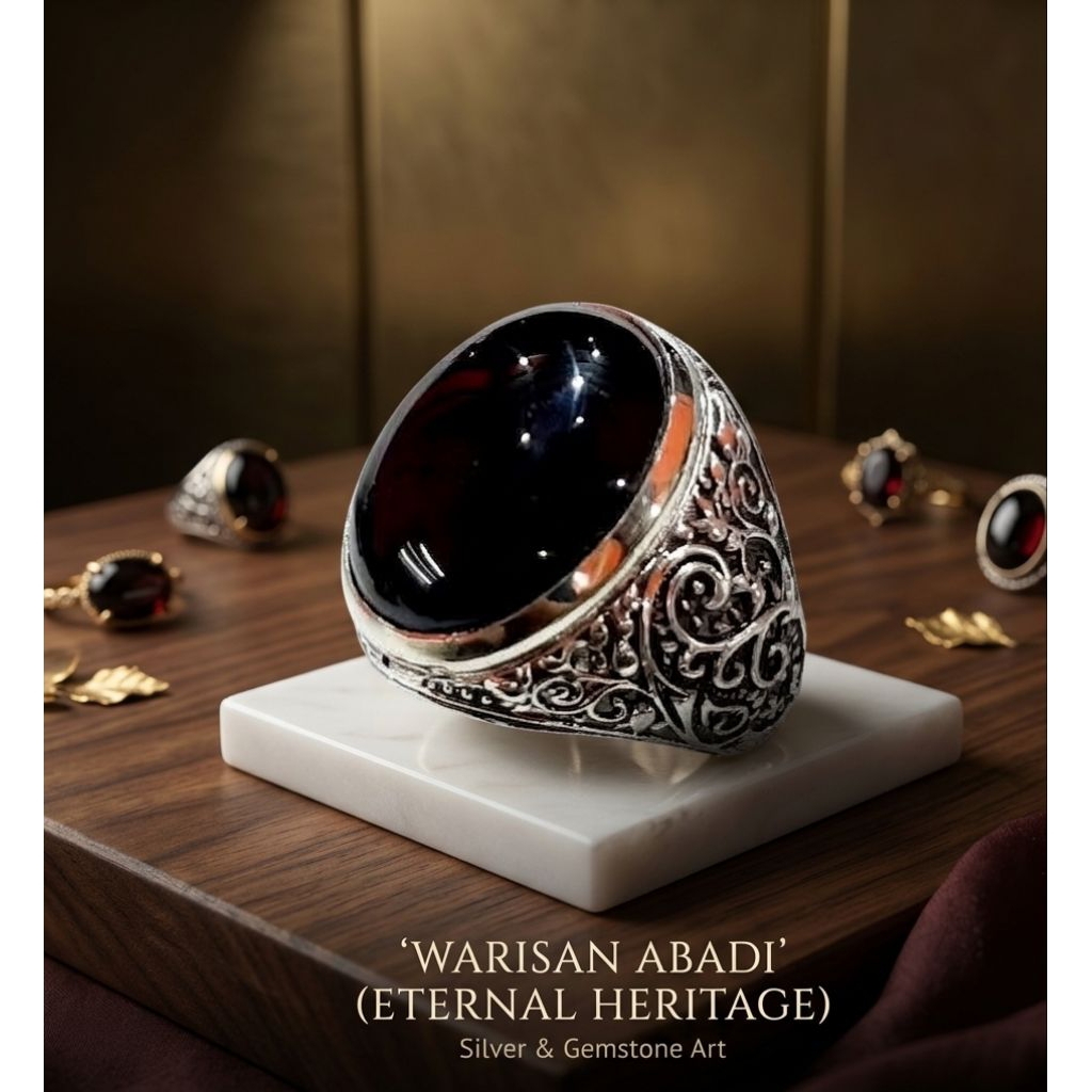 cincin batu akik black onix hitam legam ring ALPAKA SUPER