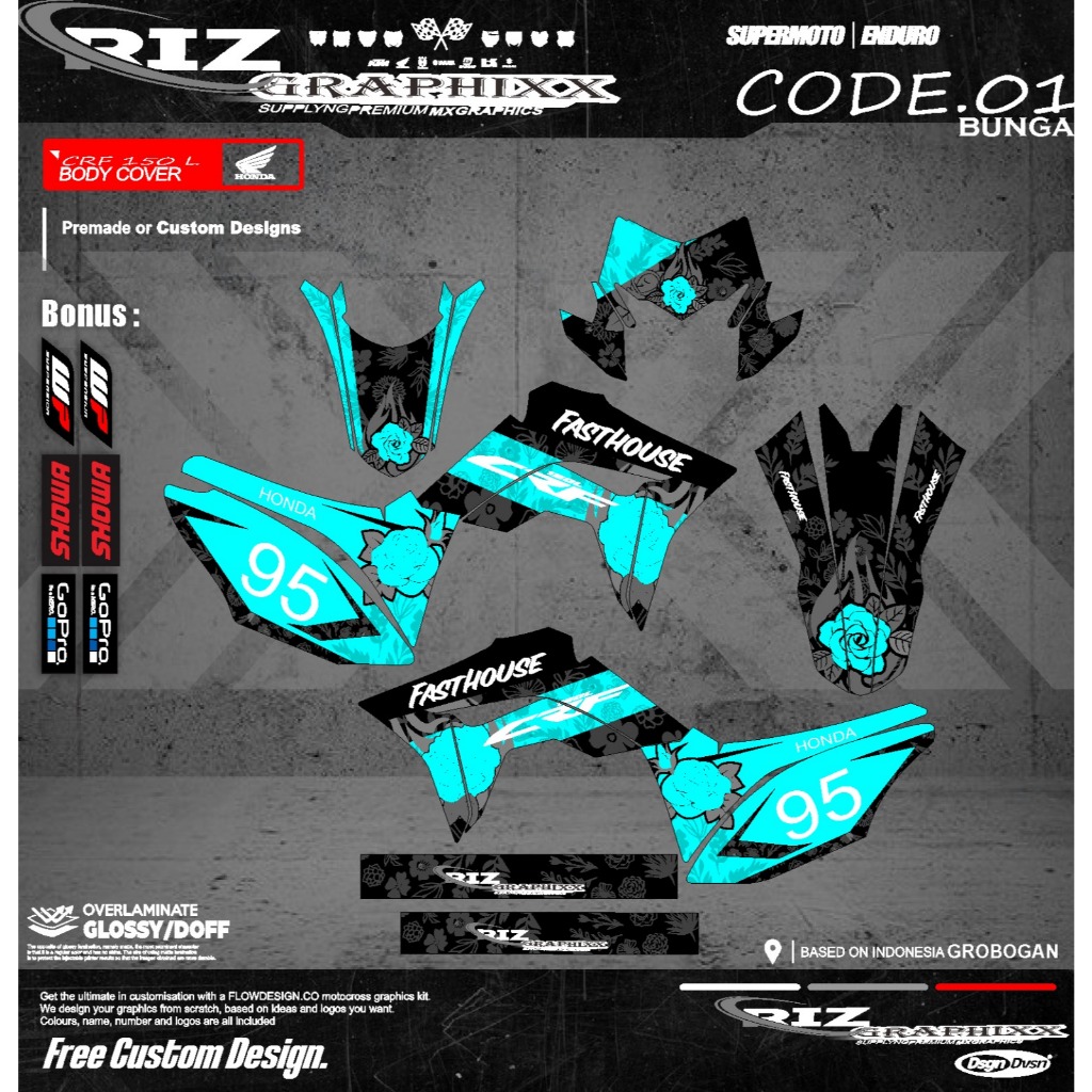 decal crf 150l full bodi motiv bunga keren