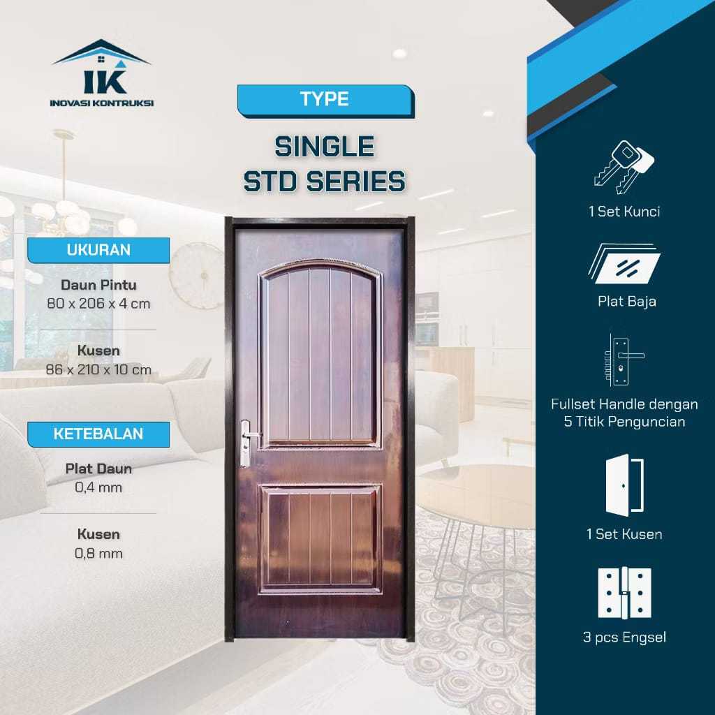 NARAHOME DECO - (STD SERIES) Set Pintu Utama Pintu Kamar Tidur Kusen Set Tebal Motif Kotak Pintu Ran
