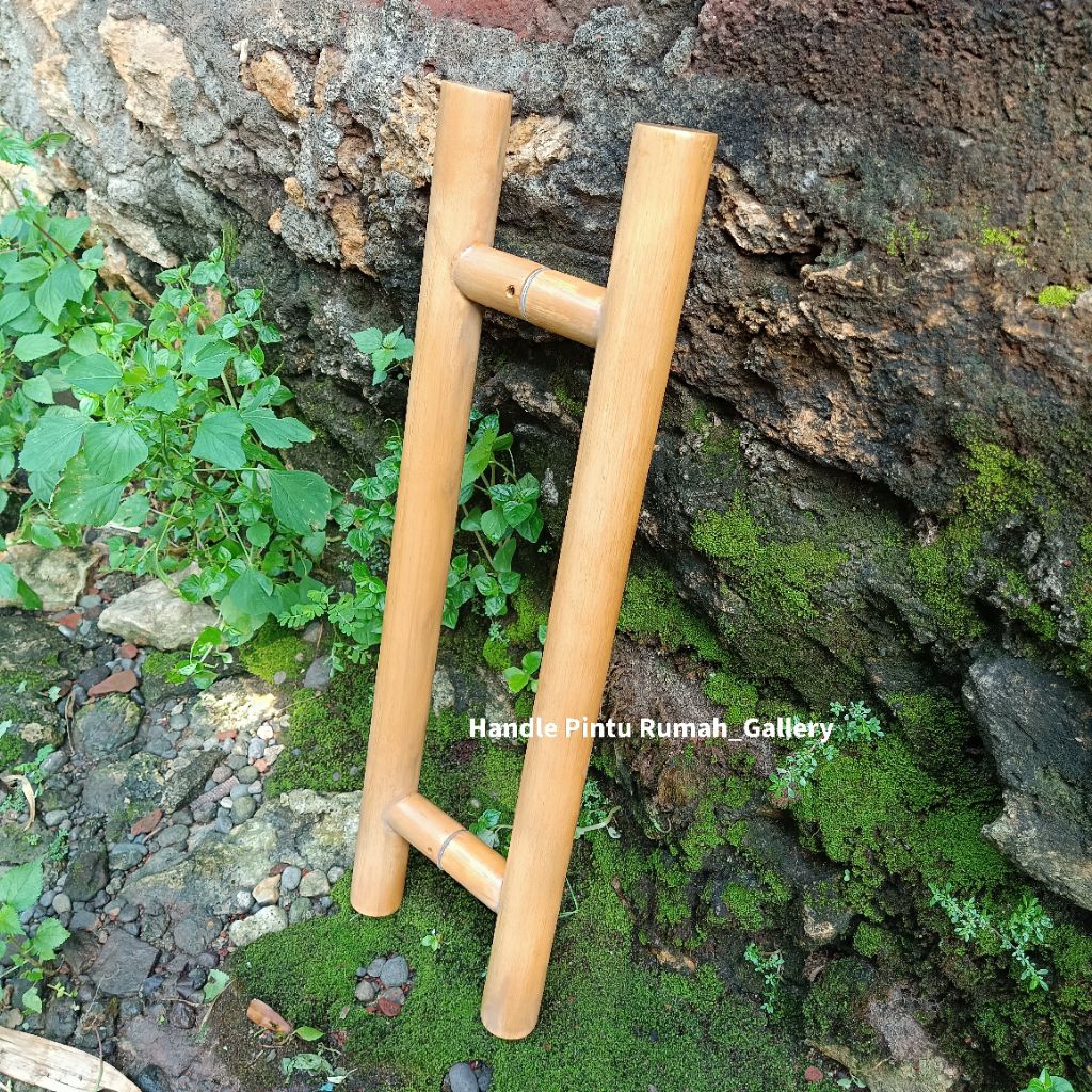 Handle Pintu Rumah Kayu Jati Gagang Pintu Tarikan Pintu Kayu Jati TPK Perhutani Bulat Natural 60 Cm