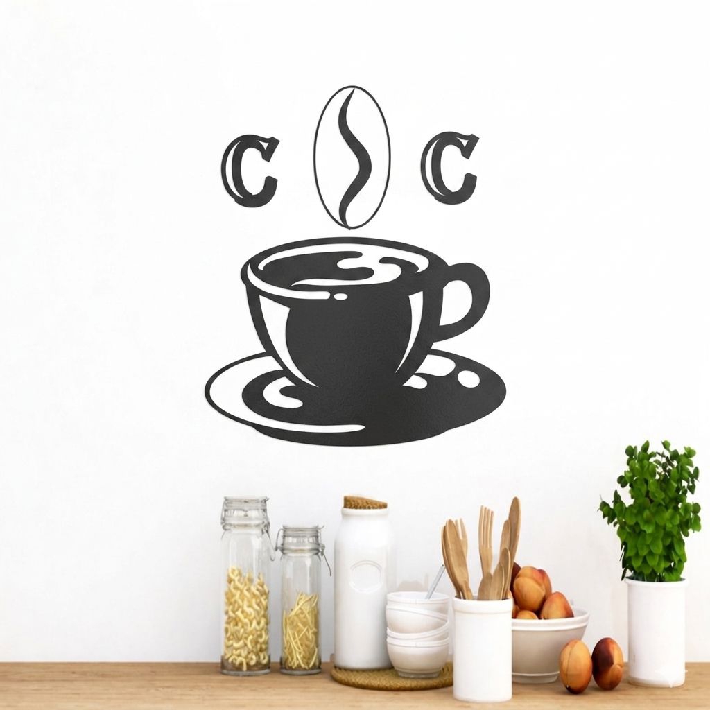 Stiker Cutting Coffee Shop & Kitchen Aesthetic Vinyl Wall Sticker Dapur Cafe Dekorasi Kaca Jendela M