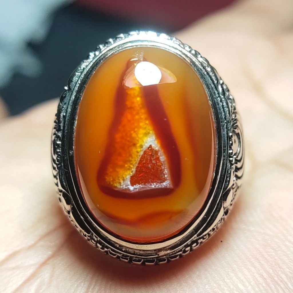 Batu Combong - Akik Combong Kristal Druzy - Batu Anggur Orange Chalcedony