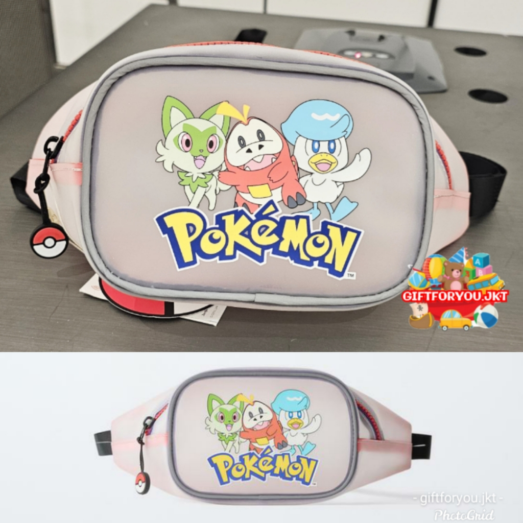 Zara Kid Tas Pinggang Anak Karet Pokemon Sling Waist Belt Bag Unisex Figure Cartoon Kartun Lucu Cute