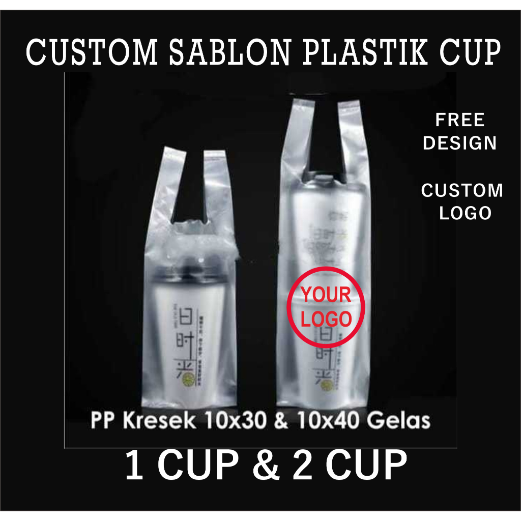 Sablon Plastik Makanan Size 10x25/Sablon Plastik Kresek Cup Kresek Minuman Sablon Cup Minuman isi 50