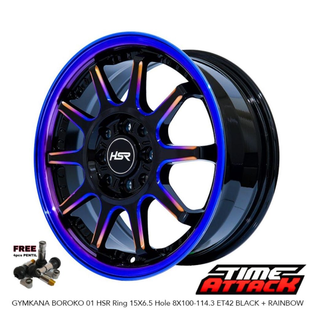 Velg Mobil Ayla R15 HSR Wheel Gymkana Boroko Rainbow Velg Hsr Ring 15