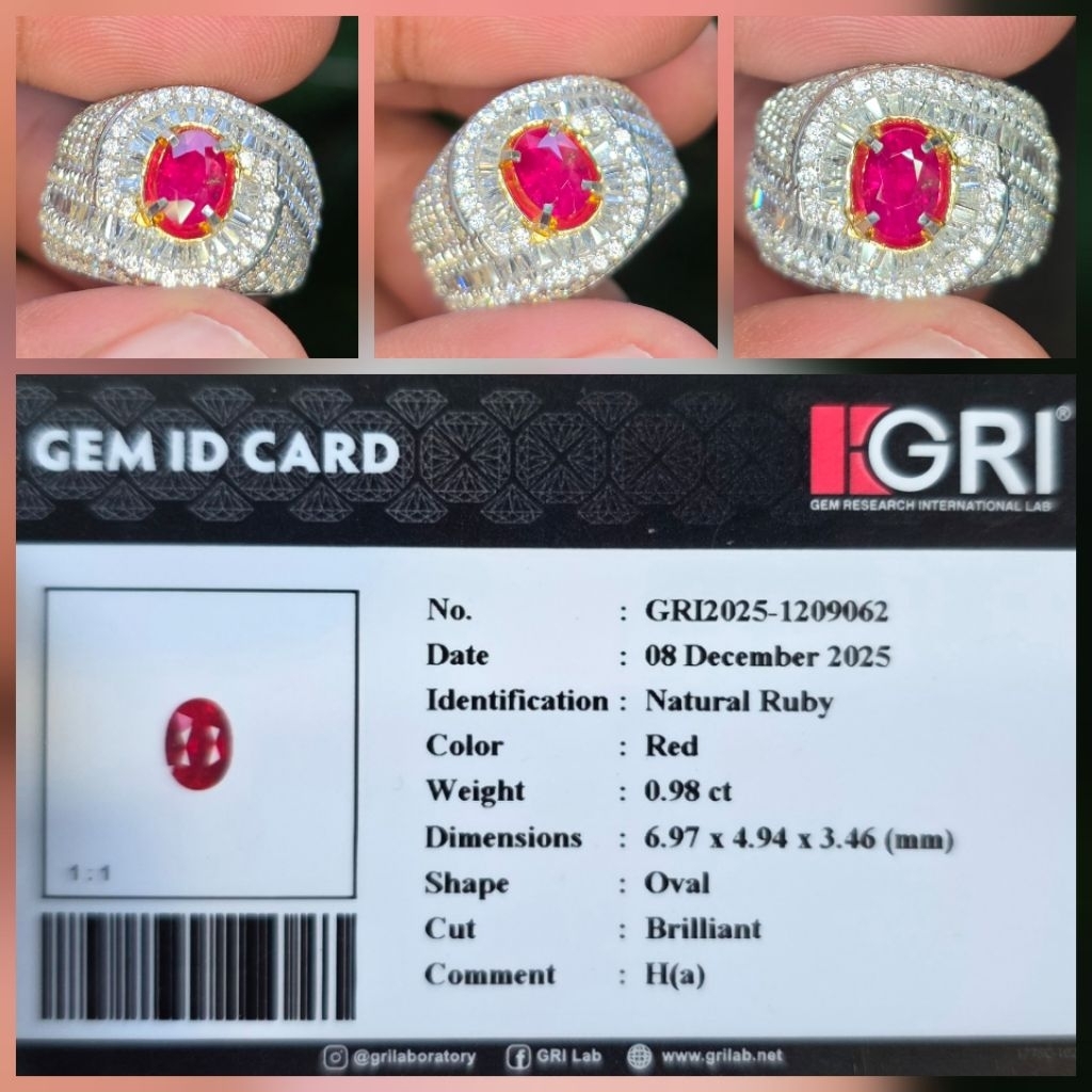 Batu Natural Red Ruby Heat A Memo 0.98 crt