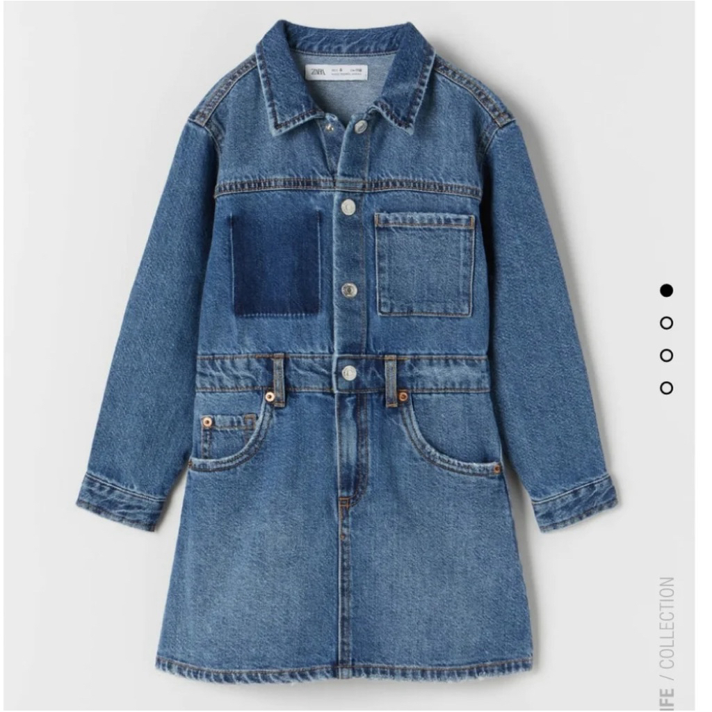 Zara CONTRASTING DENIM DRESS Lapel collar